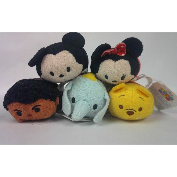 Disney Tsum Tsum Plush Lot of 5 Mickey Minnie Mouse Dumbo Maui Pooh New w Tags - Picture 1 of 4